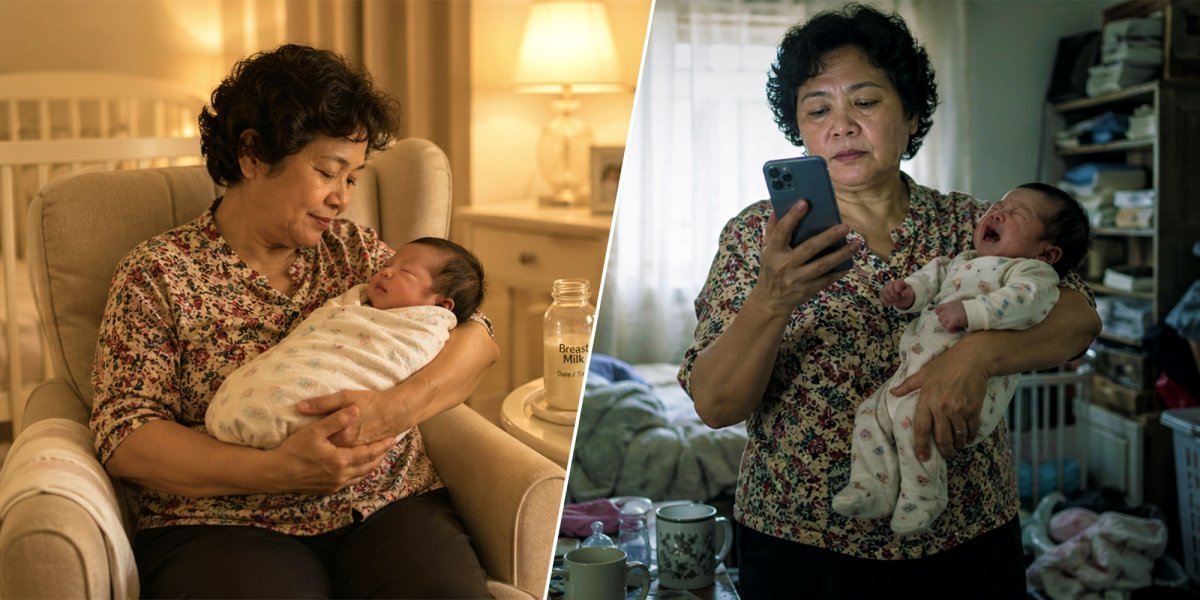 Confinement nanny myths vs reality ideal newborn care compared to distracted nanny and messy unsafe environment