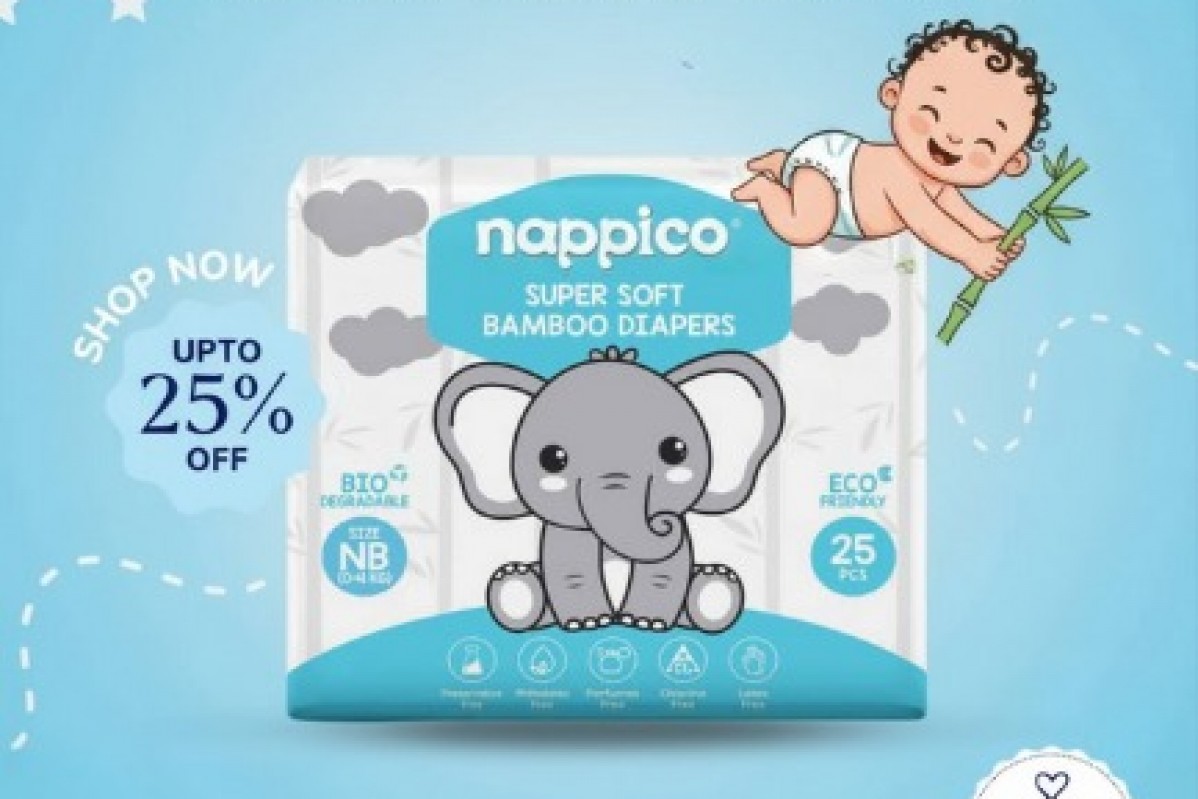 Nappico Super Soft Bamboo Diaper Small(3-6Kg) (25 pcs in a pack)